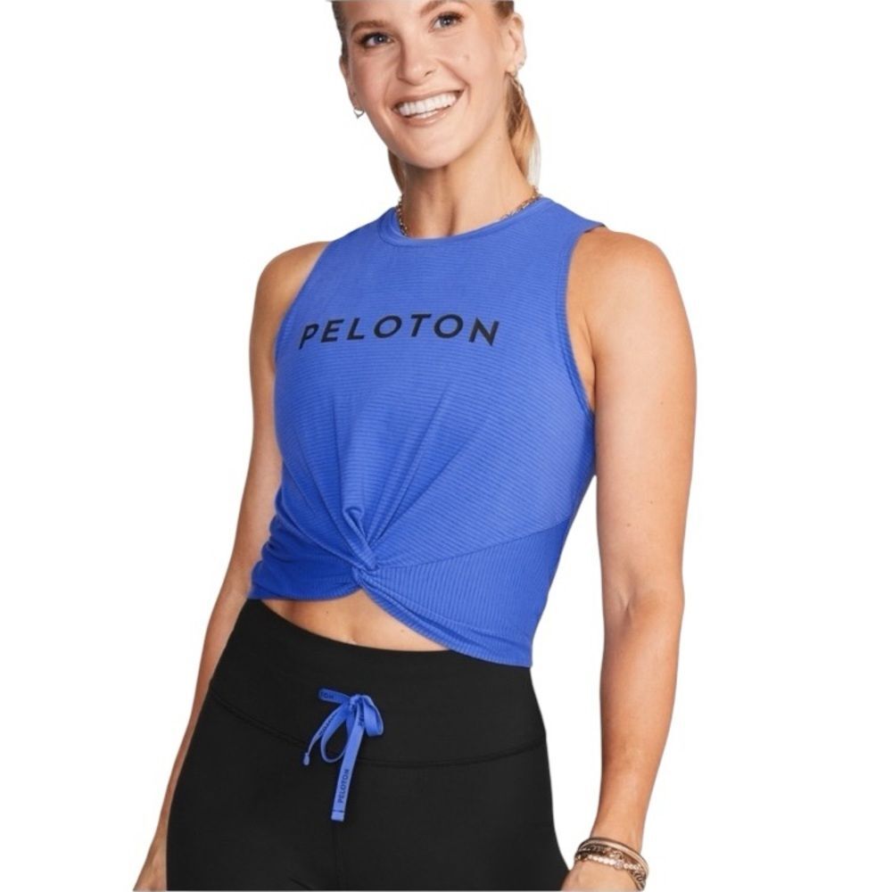 PELOTON Lite Lines Twist Front Tank in Blue